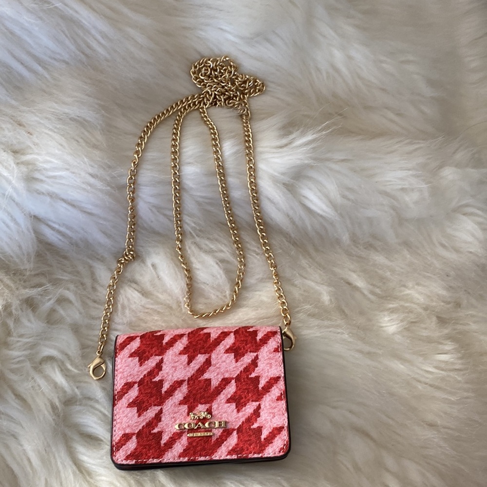 Coach Mini Wallet on a chain in printed canvas with houndstooth print - Picture 8 of 9